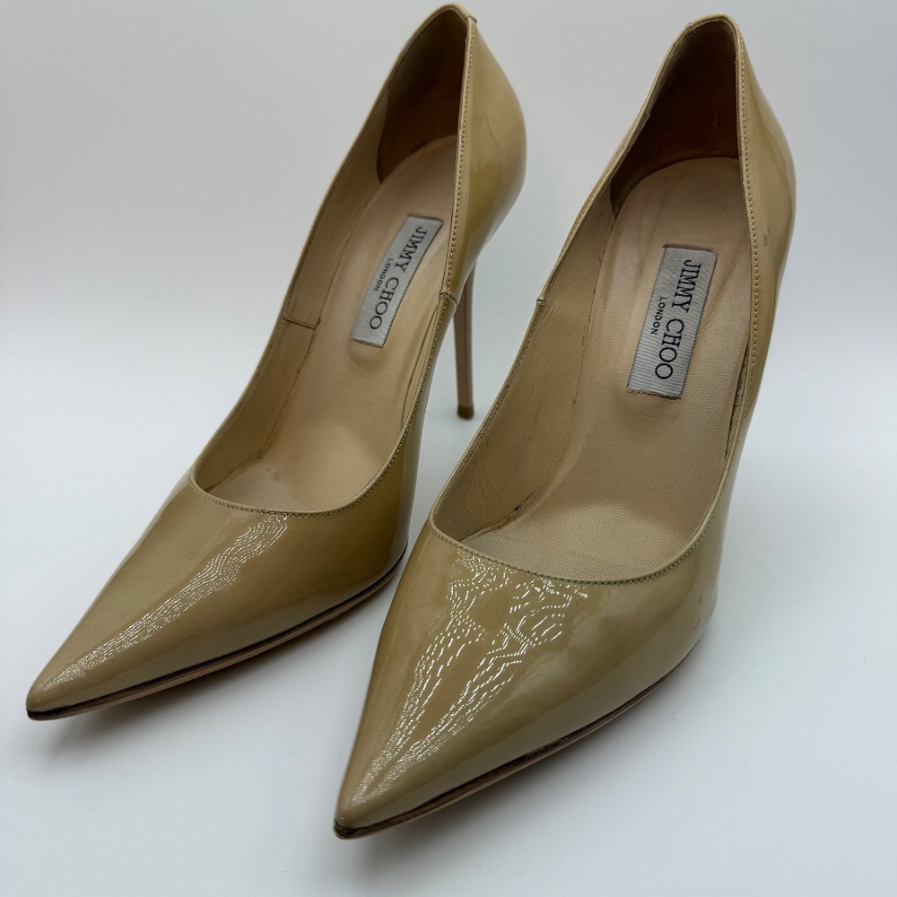 JIMMY CHOO ABEL 100MM NUDE PATENT PUMPS SIZE 41